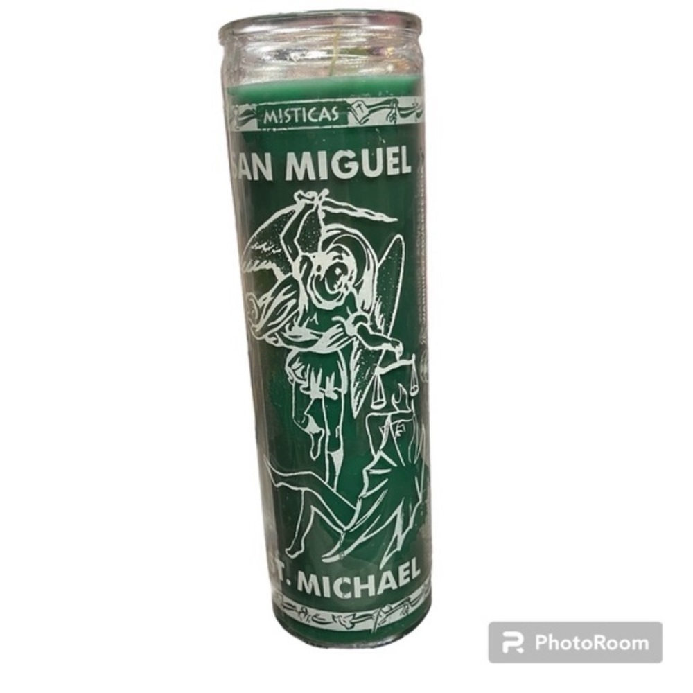 Saint Michael 7 days candle / vela verde San Miguel de 7 dias